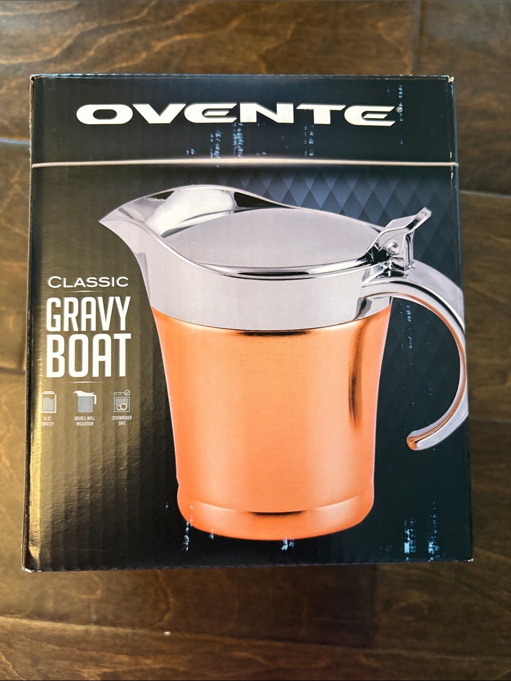 Ovente Copper-Tone Classic Gravy Boat – Copper/Chrome